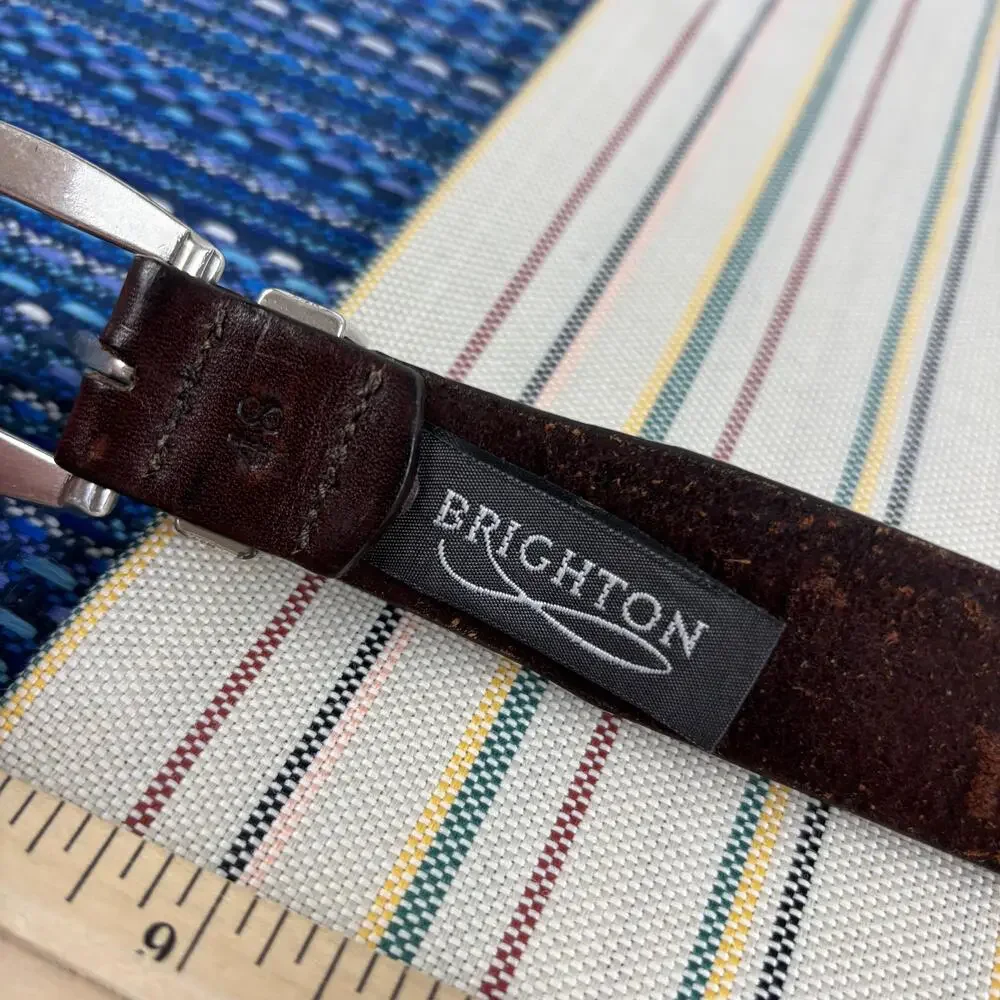 Brighton Belt Mens 48 Brown Leather Studded Western Diamond Silver Buckle Tip